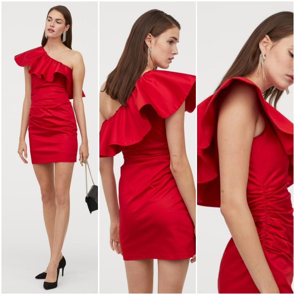 H&M Red One-shoulder Dress